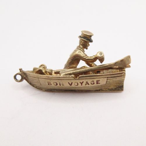 Vintage British Gold Boat Bon Voyage Charm