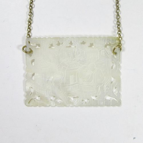 Mother Of Pearl Engraved Rectangle Necklace