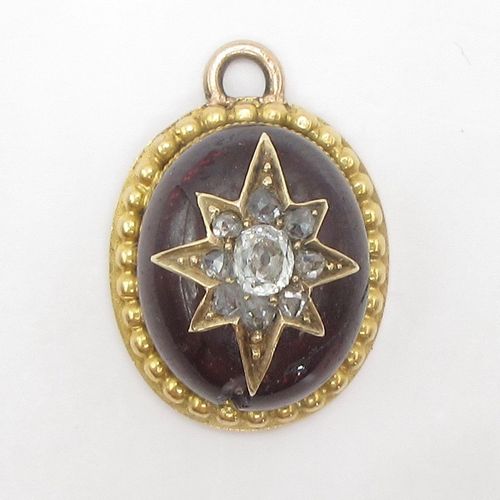 Cabochon Garnet Diamond Star Charm
