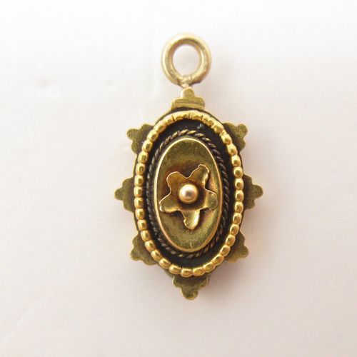 Oval Flower Etruscan Revival Disc Charm