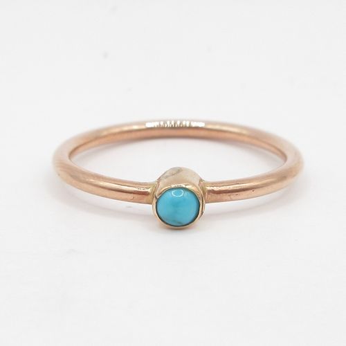 Cabochon Turquoise Solitaire Rose Gold Ring