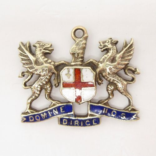 Vintage British Gold Enamel St George Dragon Crest Charm