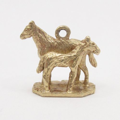 Vintage British Gold Horse and Foal Charm