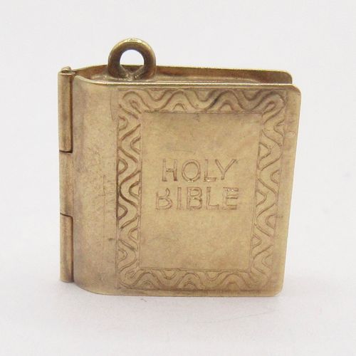 Vintage British Gold Holy Bible Charm Old Testament and New Testament