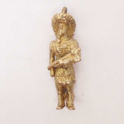 Vintage Gold Native American Chief with Headdress Charm