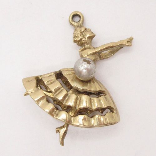 Vintage British Dancer With Paste Pearl and Moving Legs Charm