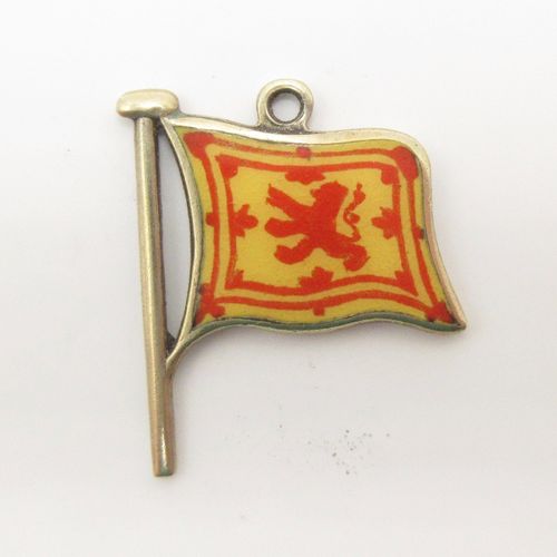 Vintage British Gold Scottish St Andrews Enamel Flag Charm