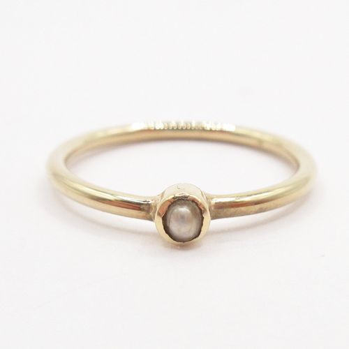 Antique Pearl Solitaire Studded Yellow Gold Ring