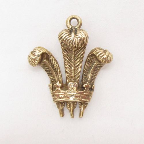 British Vintage Gold Prince Of Wales Feathers Charm