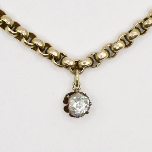 Closed Back Rose Cut Diamond Solitaire Pendant Charm Necklace