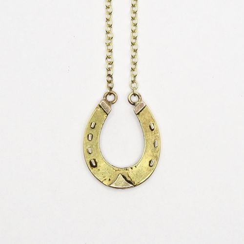 Lucky Horseshoe Victorian Brooch Conversion Necklace