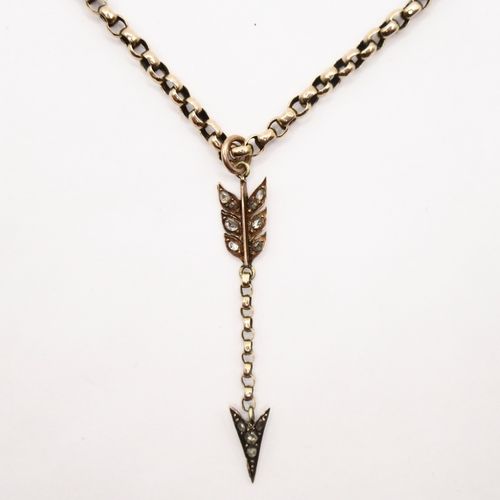 Rose Cut Diamond Arrow Pendant Necklace