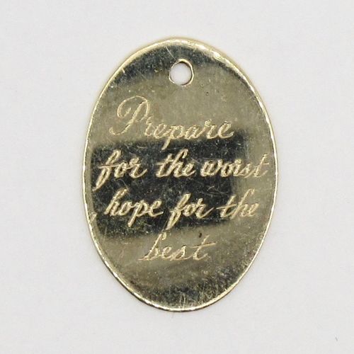 'Prepare...' Oval Engraved Disc Charm