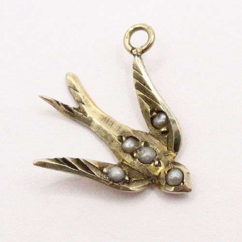 Swallow With Pearls Charm