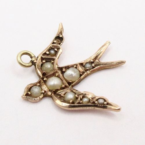 Swallow Charm With Pearl Detail