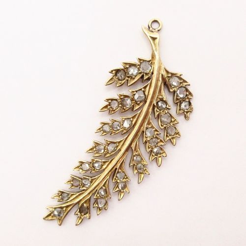 Rose Cut Diamond Decorative Leaf Charm